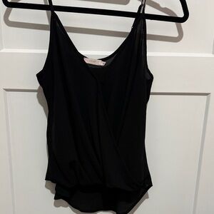 Black Draped V-Neck Spaghetti Strap Cami